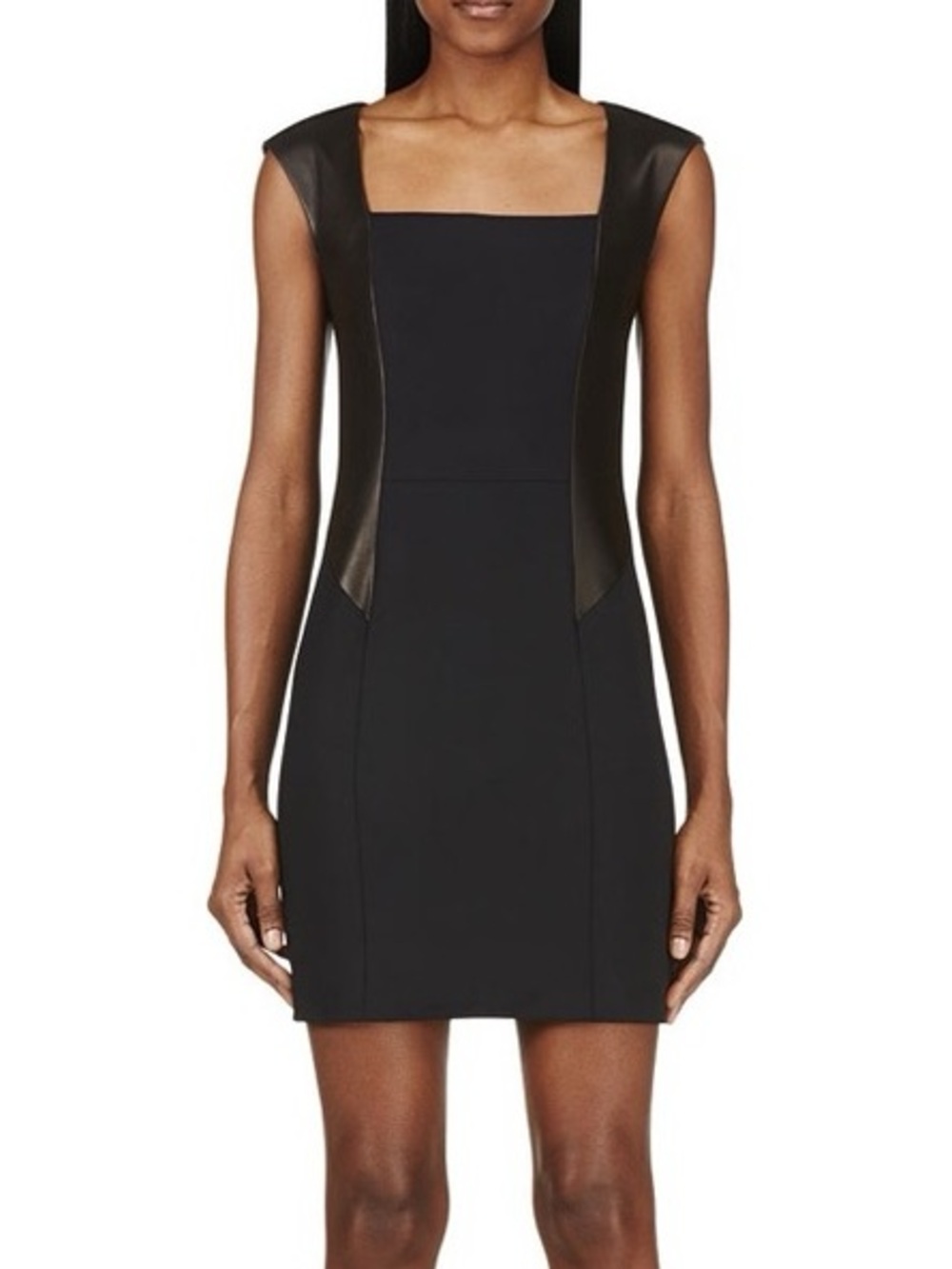 NWT Rag & Bone Black Calder Leather Combo Sheath Dress in Black Women’s Size 4